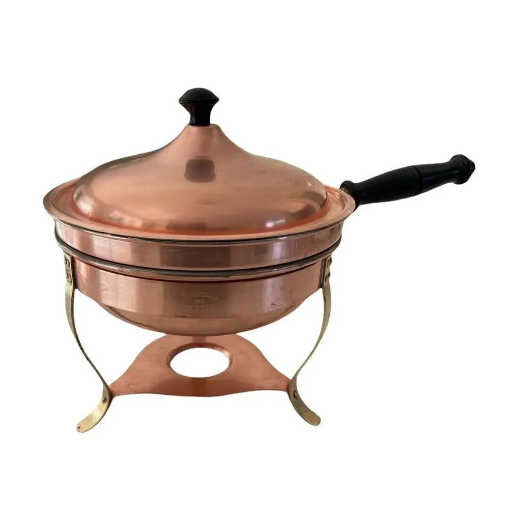 Vintage Charles R Ruegger Copper 3-pc Chafing Pot Warmer